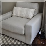 F03. Restoration Hardware club chair. 33”h x 41”w x 39”d 